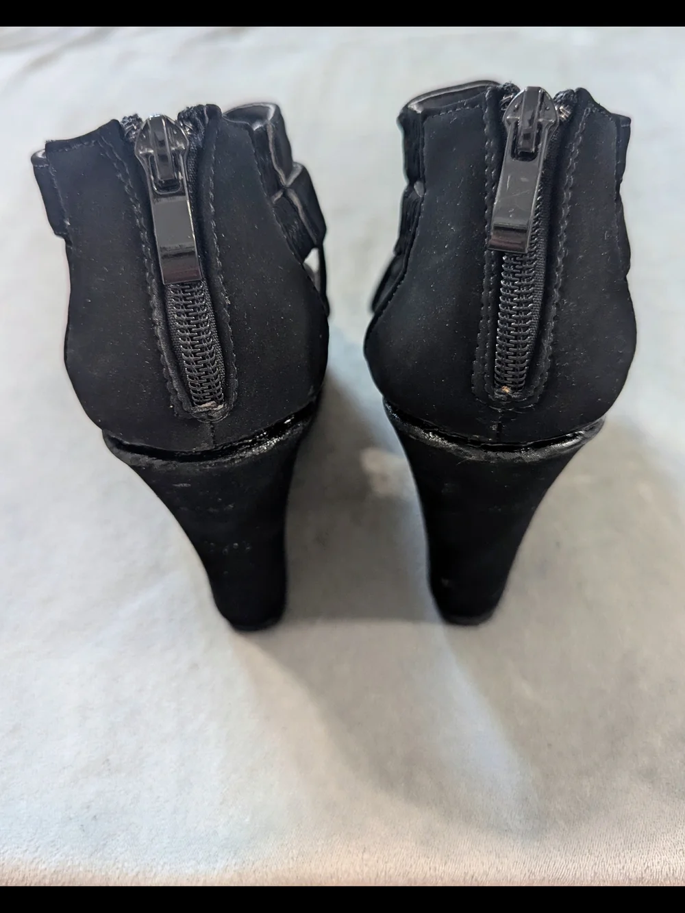 Top Moda Black Faux Suede Wedge Platform Sandals